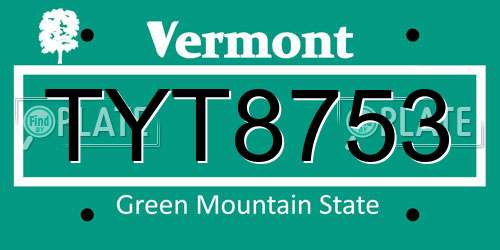 TYT8753 Vermont License Plate