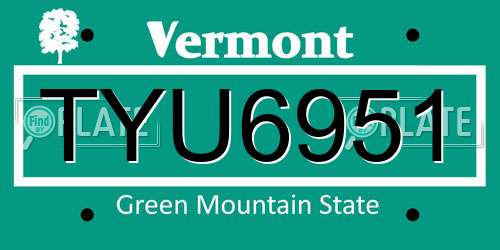 TYU6951 Vermont License Plate