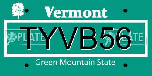 TYVB56 Vermont License Plate