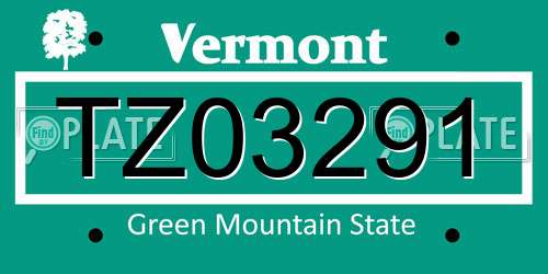 TZ03291 Vermont License Plate