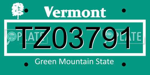 TZ03791 Vermont License Plate