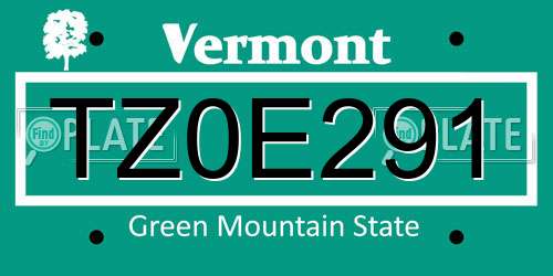 TZ0E291 Vermont License Plate