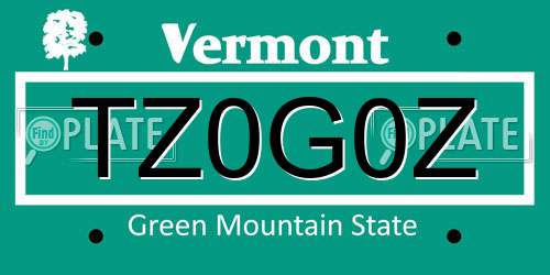 TZ0G0Z Vermont License Plate
