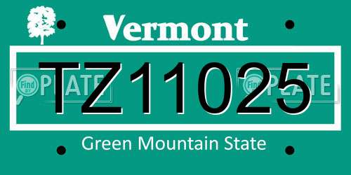 TZ11025 Vermont License Plate