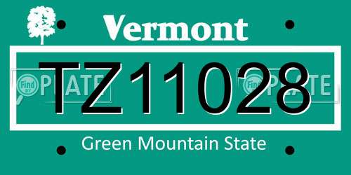 TZ11028 Vermont License Plate