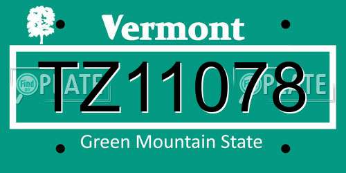 TZ11078 Vermont License Plate