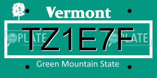 TZ1E7F Vermont License Plate