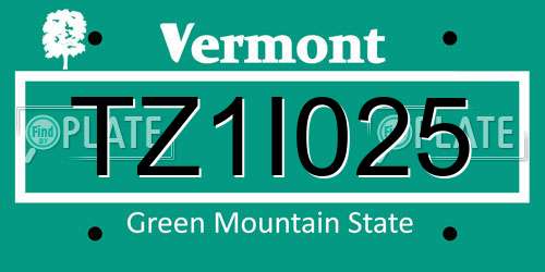 TZ1I025 Vermont License Plate