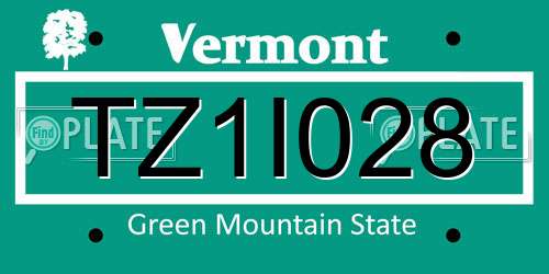 TZ1I028 Vermont License Plate