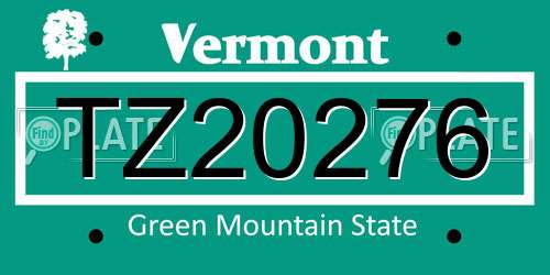 TZ20276 Vermont License Plate