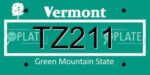 TZ211 Vermont License Plate