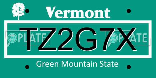 TZ2G7X Vermont License Plate