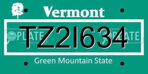 TZ2I634 Vermont License Plate