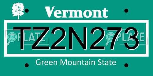 TZ2N273 Vermont License Plate