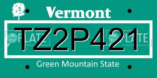 TZ2P421 Vermont License Plate