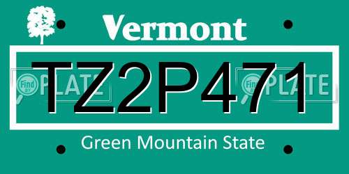 TZ2P471 Vermont License Plate