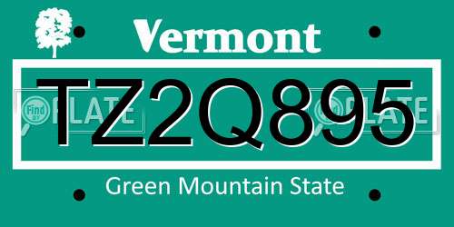 TZ2Q895 Vermont License Plate