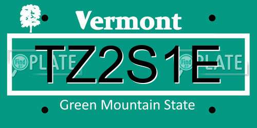 TZ2S1E Vermont License Plate