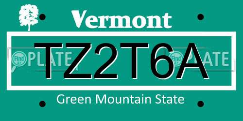 TZ2T6A Vermont License Plate