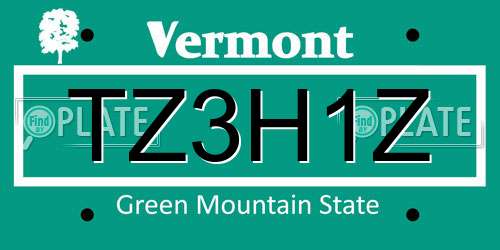 TZ3H1Z Vermont License Plate