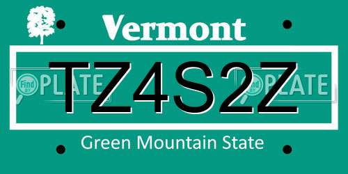 TZ4S2Z Vermont License Plate