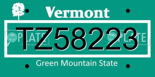 TZ58223 Vermont License Plate