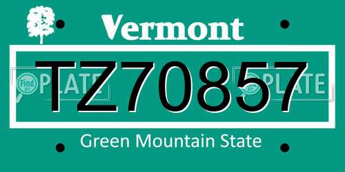 TZ70857 Vermont License Plate