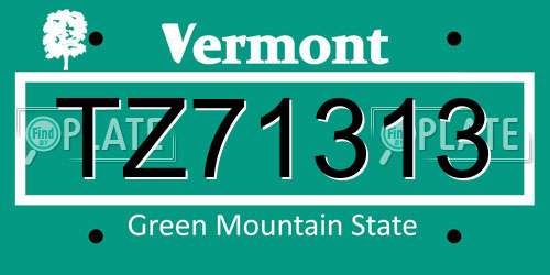 TZ71313 Vermont License Plate