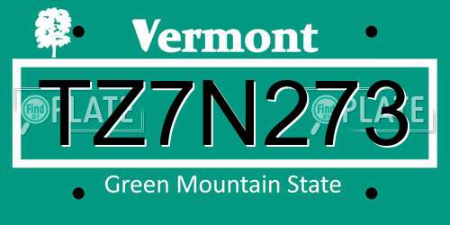 TZ7N273 Vermont License Plate
