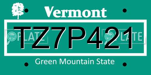 TZ7P421 Vermont License Plate
