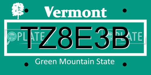 TZ8E3B Vermont License Plate