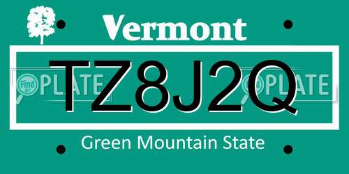 TZ8J2Q Vermont License Plate