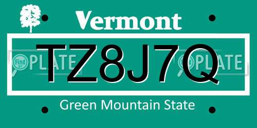 TZ8J7Q Vermont License Plate