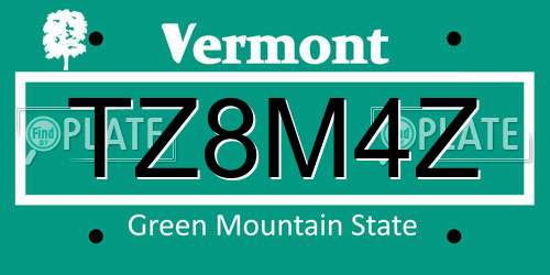 TZ8M4Z Vermont License Plate