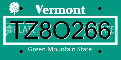 TZ8O266 Vermont License Plate