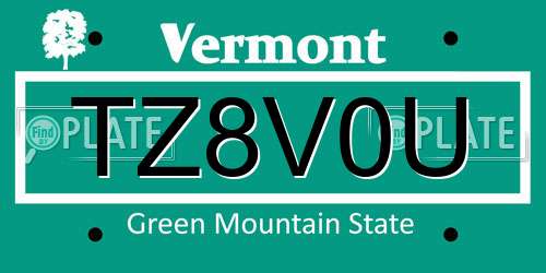 TZ8V0U Vermont License Plate