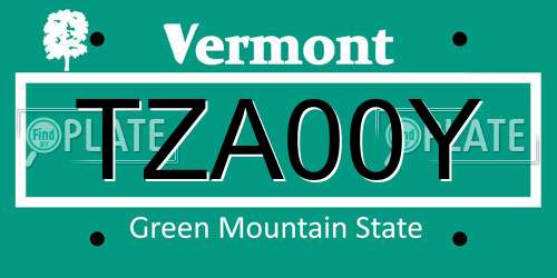 TZA00Y Vermont License Plate