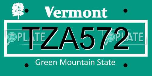 TZA572 Vermont License Plate