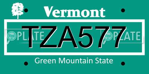 TZA577 Vermont License Plate