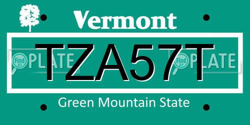 TZA57T Vermont License Plate