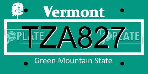 TZA827 Vermont License Plate