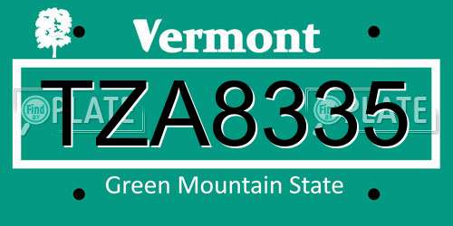 TZA8335 Vermont License Plate
