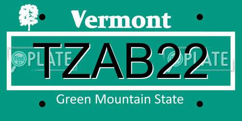 TZAB22 Vermont License Plate