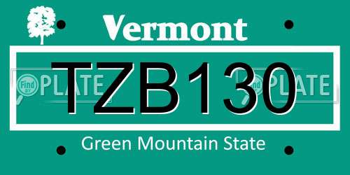 TZB130 Vermont License Plate