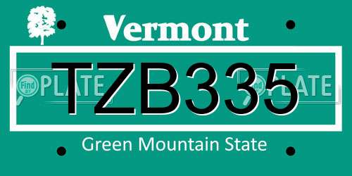 TZB335 Vermont License Plate