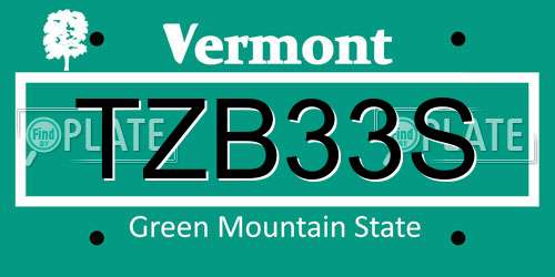 TZB33S Vermont License Plate
