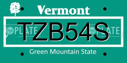 TZB54S Vermont License Plate