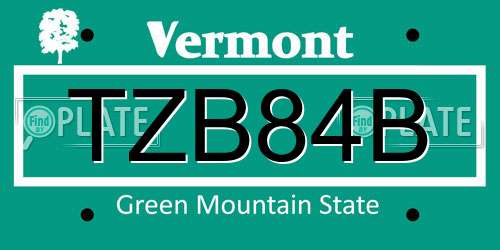 TZB84B Vermont License Plate