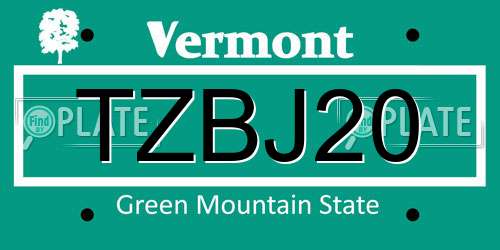 TZBJ20 Vermont License Plate