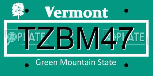 TZBM47 Vermont License Plate